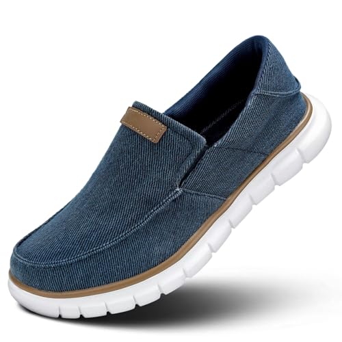 Mens Slip On Loafers Shoes Casual Walking Boat Shoes Dress Sneakers Canvas Business Oxfords Work Lightweight Comfortable Soft Sole Dark Blue