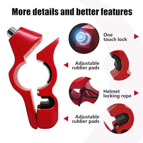 GROWORD 2PC Motorcycle Locks, Helmet Locked & Brake Lock Combo, Anti Theft Motorcycles Handlebar Lock for Motor Moped Motorbike Scooters ATV Dirt Bike Street Bike Electric Scooters