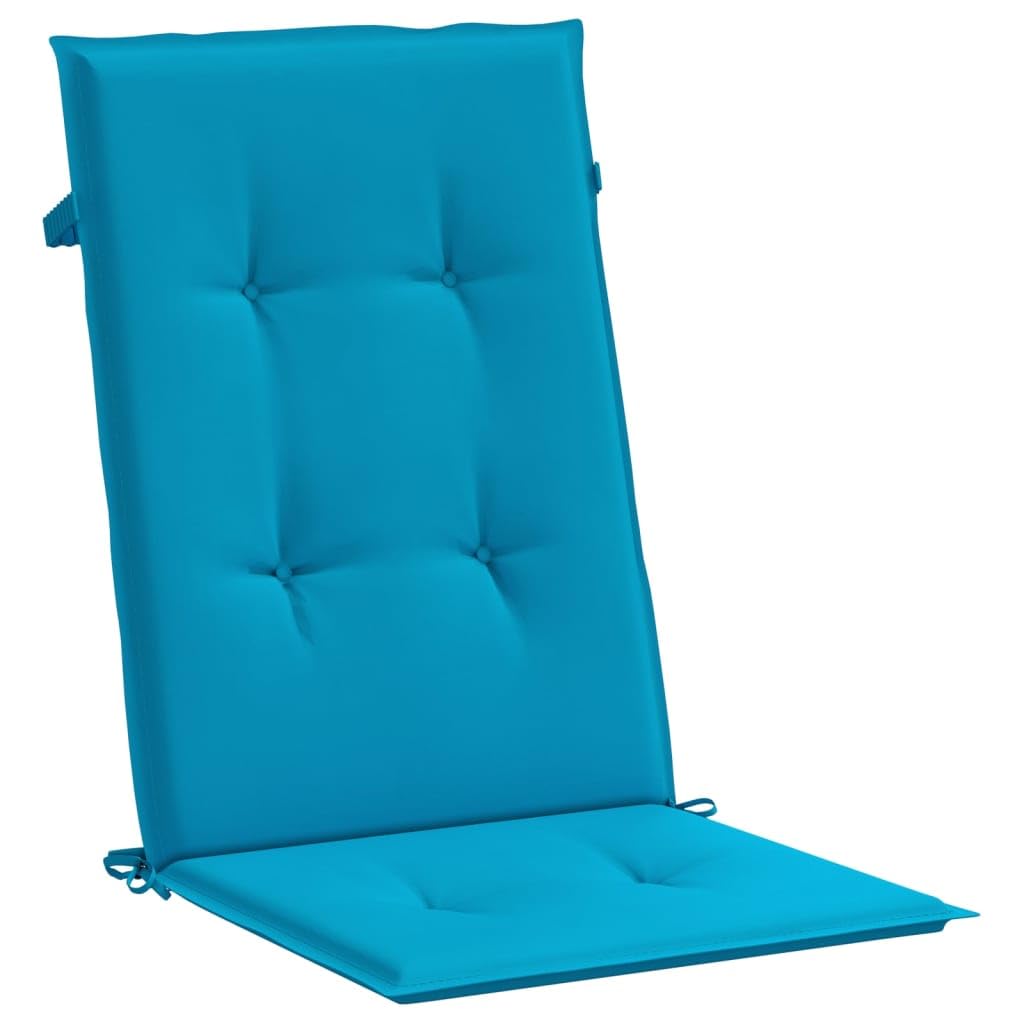 4er Set Gartenstuhlauflagen für Hochlehner, Bequeme Stuhlkissen 120x50x3cm, Strapazierfähige Sitzauflagen aus Polyester mit Befestigungsbändern für Gartenstühle, Blau