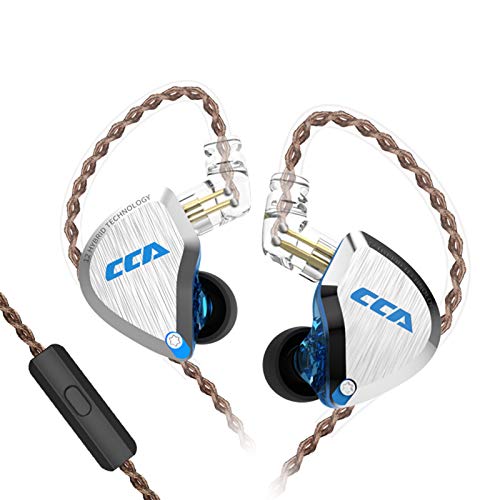 Écouteurs CCA C12 IEM 5BA+1DD hybrides filaires avec micro et câble détachable bleu