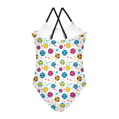 Girl's One Piece Swimsuit Multicolor Soccer Confetti Beach Bathing Swimwear2