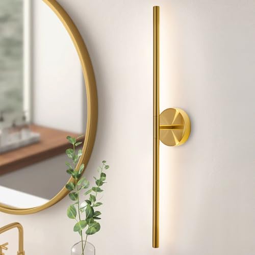Image of Gold Bathroom Light Fixtures Over Mirror 36 Inch, 26W 360 Rotatable Dimmable 4000K Led Vanity Light Bar, Brushed Gold Bathroom Vanity Lights Above Mirror