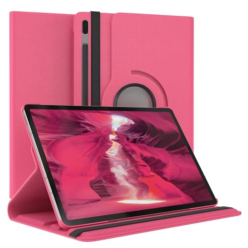 EAZY CASE - Funda para Samsung Galaxy Tab S7 FE / 5G Protectora Tablet Smart Cover Soporte Giratorio Estuche Plegable 360° rotativo con función Atril Cuero sintético Rosa