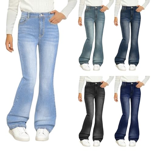 Girls Bell Bottom Jeans High Rise Casual Denim Slim Fit Flare Pants Cute Pockets Stretchy Soft Comfy Bell Bottoms