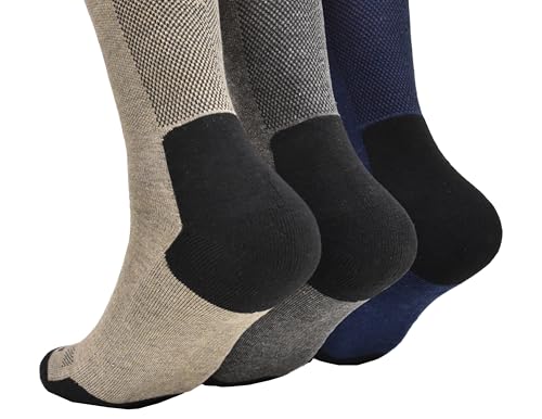 Clarks Men's Casual Half Cushion Crew Sock with Air Channel 3 Pair, Stone/Denim/Charcoal, Men's 7-12 Shoe2