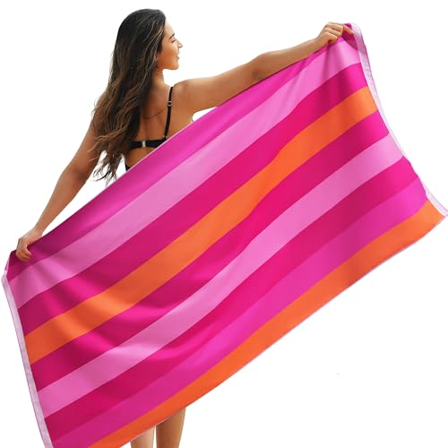 Winthome Beach Towel, Extra Large Microfibre Beach Towel for Adult, Double Sides Sand Free Quick Dry lightweight Travel Swimming Towel(Pink, 90×180cm - 1 pack)
