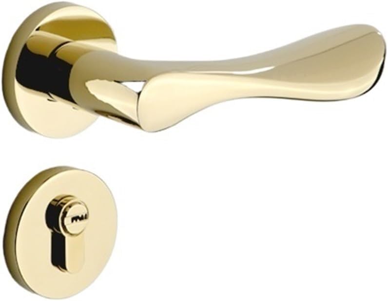 Golden Door Lock Indoor Bedroom Door Lock Bird Split Magnetic Silent Door Lock Home Lock Wooden Door Handle(E Bright Gold Magnetic Key)