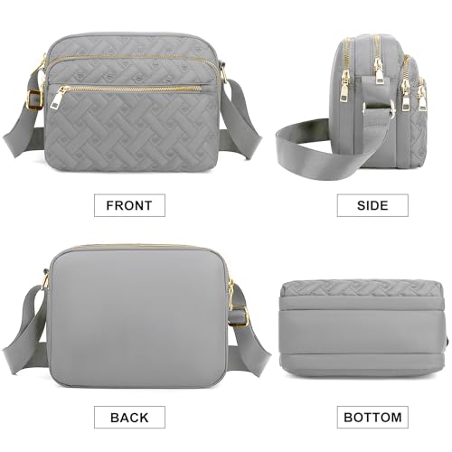 Image of Medium Nylon Crossbody Bags for Women Trendy Crossbody Purses Travel Large Cross Body Bag Quilted Purse