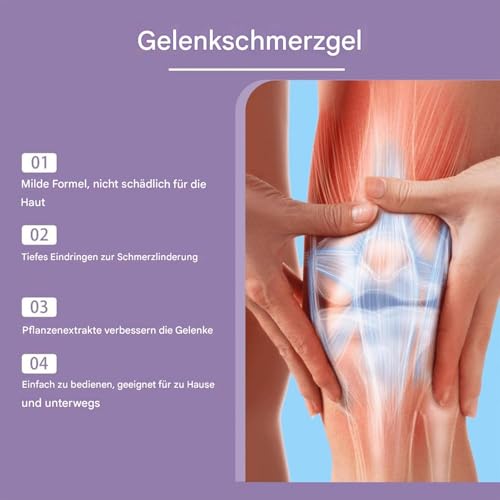 Żel łagodzący ból stawów, naturalna formuła, szybko wchłaniający się fioletowy żel na kolana, plecy, szyję i dolegliwości rąk, joint repair Gel