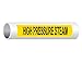ComplianceSigns.com High Pressure Steam (Black Legend On Yellow Background) Pipe Label Decal, 8x2 in. 5-Pack Vinyl for Pipe Markers
