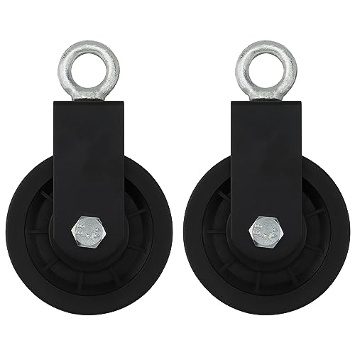 NAMYEUT Lot de 2 poulie de câble de 90 mm, poulie de renvoi Fitness, poulie de roue, Seul Poulie Bloc avec support de montage pour câble DIY Gym Appareils de fitness Machine à câble