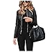 Smoneyful Womens Faux Leather Jacket Lightweight Zipper Motorcycle Jacket Long Sleeve Bomber Jacket Outwear Slim Casual Coat Black
