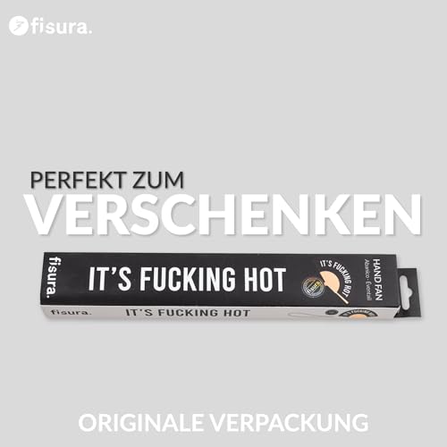 FISURA - Origineller Handfächer mit der Aufschrift f*cking hot. Moderner und lustiger Holzfächer. Schwarzer und weiÃŸer Fächer. MaÃŸe: 42,5 x 23 cm. Holz und Textil.