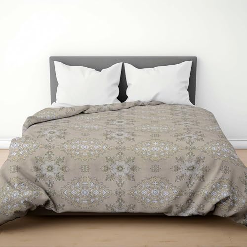Image of LINENWALAS Premium Printed 100% Cotton Single Duvet Cover | Comforter Cover |Rajai Cover | Quilt Cover with Zipper Closure 60 x 90 Inches (Victorian Charm, Single Size)