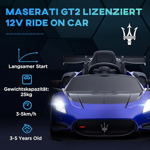 AIYAPLAY Kinder Elektroauto 12 V Kinderauto mit 2,4G Fernbedienung, Musik, Hupe, Vier stoßdämpfende Räder, Elektrofahrzeug mit Lichten, Stützräder, Sanftstart, 3-5 km/h, für Kinder 3-5 Jahre, Blau – Bild 4