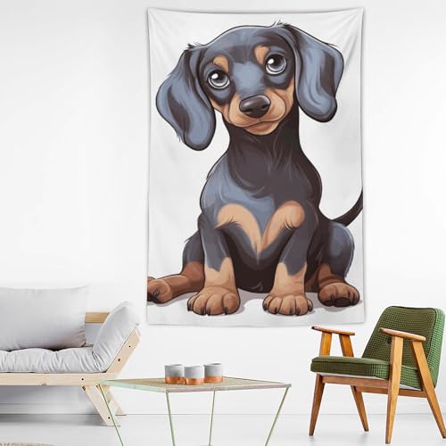 Tapisserie murale teckel mignon pour habiller un mur blanc sans faire de travaux