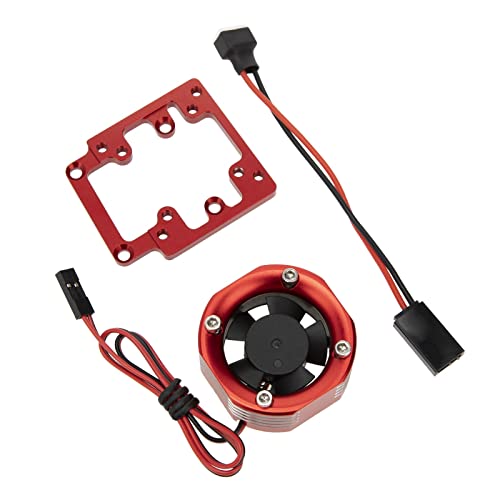 Image of DKKY RC Motor Cooling Fan Heatsink 21000 RPM for Traxxas 1 /8 4WD Sledge Motor with LED Light, Red