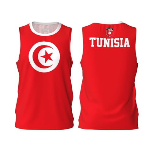 Camiseta de Baloncesto con la Bandera de Túnez, Camisetas Deportivas para Hombre para Correr, Fitness y Entrenamiento, sin Mangas.