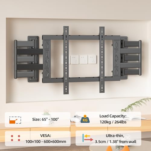 Support TV murale 120 kg pour sécuriser les grands écrans 65-100 pouces sans risque de chute - 2
