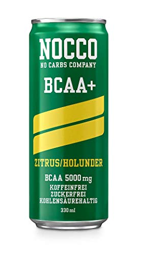 NOCCO BCAA+ Citrus/Elderflower 12 x 330ml | Zero Sugar | Functional Energy Drink | No Carbs Company | Vitamin Enhanced Zero Caffeine | Flavoured Functional Drinks for Health, Fitness and Everyday