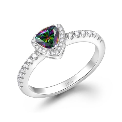 FANCIME Gifts for Women June Birthstone Rings Sterling Silver Alexandrite Leroy Trinity Rings Promise Rings for Women Elegant Geometric Design Symbol Balance of Love Size 9