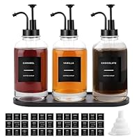 SyropDispenser 500ml Glas HoningDispenser met 36 Waterdichte Etiketten en Funnel en Pomp voor Keuken Coffeetent Accessoires Goud Pakket van 2 SyropDispenser 500ml Glas HoningDispenser met 36 Waterdichte Etiketten en Funnel en Pomp voor Keuken Coffeetent Accessoires Goud Pakket van 2
