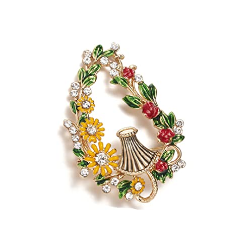 Broche épingle bijoux cloche élégante émail de feuilles florales