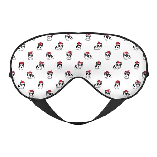 Mascherina per dormire, unisex, con simpatico bulldog francese, cappello rosso con fibbia regolabile, da viaggio, oscurante, morbida, per donne e uomini, per feste