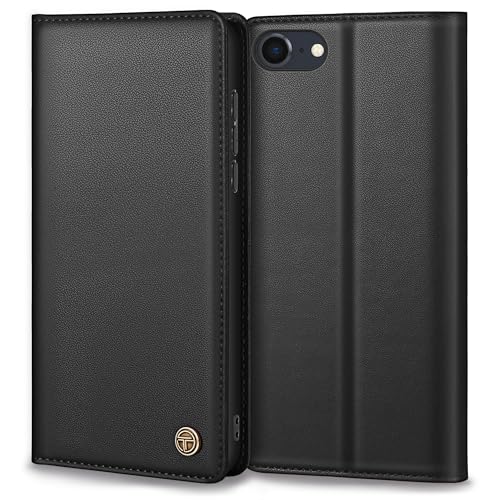 Thorhülle Handyhülle für iPhone SE Hülle Premium Lederhülle Schutzhülle Tasche für iPhone SE 2022 Hülle Wallet Kartenfach Standfunktion Klappbar Flip Case für iPhone SE/8/7 Handyhülle Schwarz