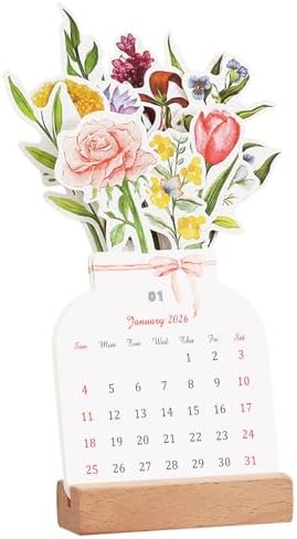 2026 Creative Flower Desk Calendar, Vase Shaped New Year Monthly Calendar Planner 3.9