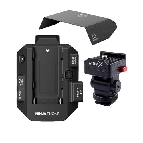 Image of Atomos Ninja Phone (Black, 3 Items) | Bundle: Ninja Phone Plus Atomx 5 /7 Monitor Mount and Sunhood. HDMI Input, USB-C Output, Prores, USB-C 5v /3a