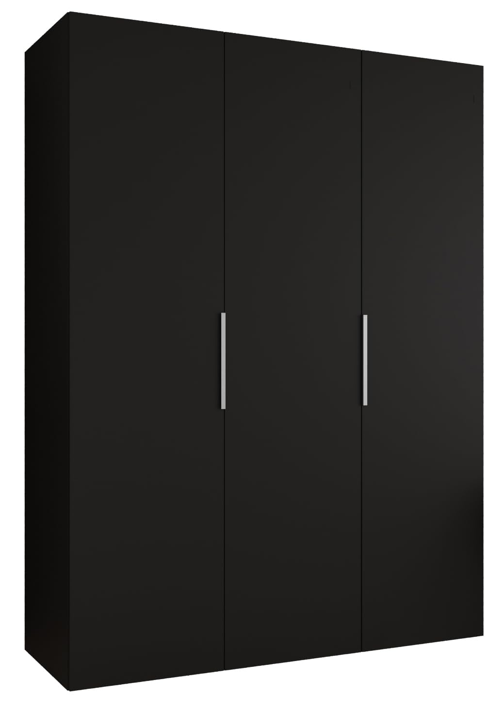 MEBLE KRYSPOL - Kleiderschrank - Drehtürenschrank - Schrank 150x202x52cm - Moderner Garderobenschrank Schlafzimmer, Flur, Jugendzimmer - Farbe Schwarz, Griff Kaschmir - Marbella 1 150