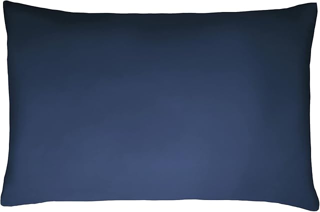 Sleepdown Pillowcase 100% Cotton Sateen Pack of Two Housewife Pillow Cover Set Anti-Allergy 300 Thread Count Luxury Bed Linen - Navy Blue - 50 x 75cm