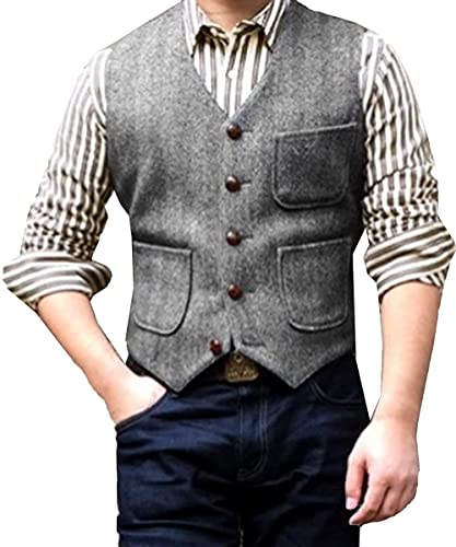 Gilet vintage à chevrons pour homme argenté en coupe ajustée taille XXL