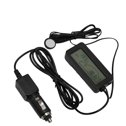 Tidevib Termómetro de pantalla digital LCD de 12 V con indicador de temperatura interior y exterior para vehículos