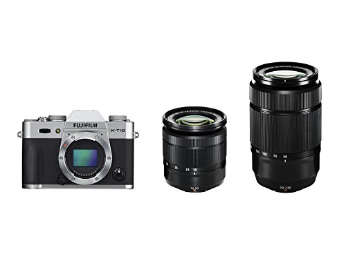 Fujifilm X-T10 Appareil Photo Hybride Ecran LCD 3" (7,62 cm) 16,3 Mpix Kit Boîtier Argent + Objectifs XC 16-50 mm + XC 50-230 mm