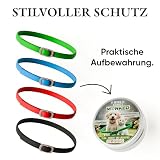 Monked | Natürliches Halsband für Hunde ohne Chemie | Bis zu 8 Monate Schutz | Anti-Zecken & Flohschutz | Verstellbar für alle Größen | Langzeit Zeckenschutz (Rot, Universal)