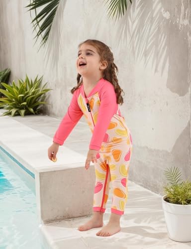 Image of weVSwe Baby Girl Toddler UPF 50+ Rash Guard Swimsuit Sun Protection Beachwear Zipper Bathing Suit 0-3 Years