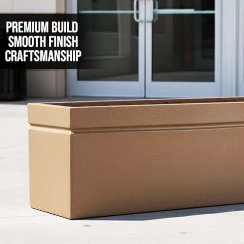 Image of Go Hooked Recta 36x14 Inch Large Planter Pot | Big Size Outdoor & Indoor Pot for Plants | Modern Design, Lightweight & Durable Rectangle Polymer Flower Pot for Balcony, Terrace & Garden (Brown)