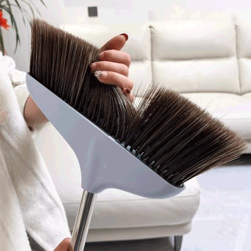 BLMAGS Kunststoff-Besen- und Kehrschaufel-Set, Haushaltsbesen mit weichen Borsten, Edelstahlgriff, Besen mit aufsteckbarer Kehrschaufel – Bild 4