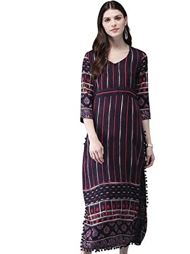 Image of Ayukta Women's Geometric Regular Cotton Printed Straight Kurta