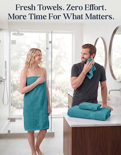 Image of LANE LINEN Luxury Cotton Bath Towel Set of 6 - Soft, Absorbent & Quick Dry - 2 Bath, 2 Washcloths, 2 Hand Towels for Bathroom - OEKO TEX Certified - Smart & Durable Choice for Every Home - Sea Port