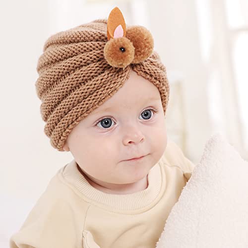 Qiansail Newborn Baby Knitted Wool Rabbit Turban Hat Bowknot Head Wrap Infant Toddler Kids Girl Cap Hair Accessories (White) #TOP1