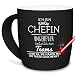 Produktbild PR Print Royal Tasse mit Gravur und Spruch - Stolze Chefin eines fantastischen Teams - Geschenk für die Beste Chefin, Chefin Tasse, Keramik außen gummiert, Schwarz, 300 ml I Lasergravur