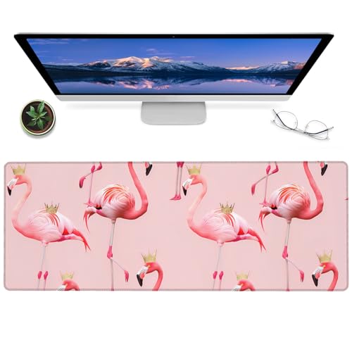 ainori かわいいフラミンゴマウスパッド - 12x31.5インチ 大型ゲーミングデスクマット ゴールデンクラウンデザイン – ノンスリップラバーピンクマウスパッド オフィスホーム用 – 動物愛好家へのギフト装飾（Amazon）