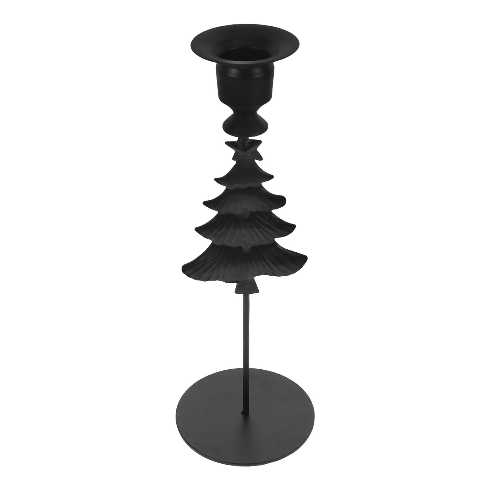 Toyvian 4 Pezzi Portacandele Albero di Natale in Metallo Nero, Rustico | Stabile e Riutilizzabile, Atmosfera Festiva per Feste e Centrotavola Nuziale, Leggero, per Tavolo