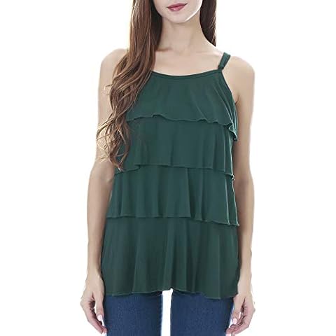 Smallshow Nursing Tank Tops Maternity Shirt Breastfeeding Sleeveless Camisole Deep Green XL Cover