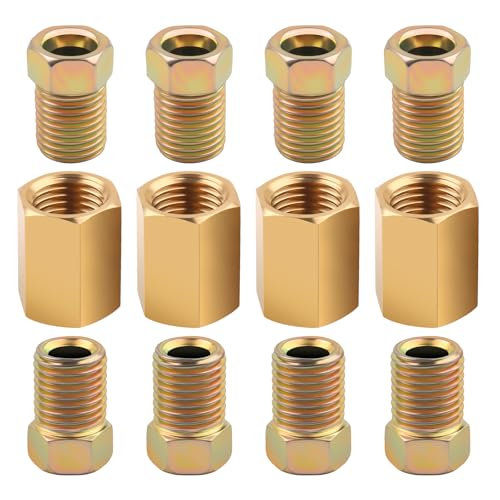 12PCS 3/16 Brake Line Fittings Kit 3/16 Brake Line Unions & Tube Nuts for Double/Inverted Flare Brakes Lines Brakes Lines Repair Kit for Car/Truck DIY Repair & Maintenance (12PCS)