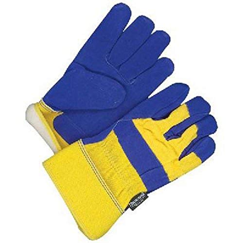 Bob Dale 30-9-473TFL Premium Split Leather Fitter Glove with C-100 Thiosulfate, Large, Blue/Gold