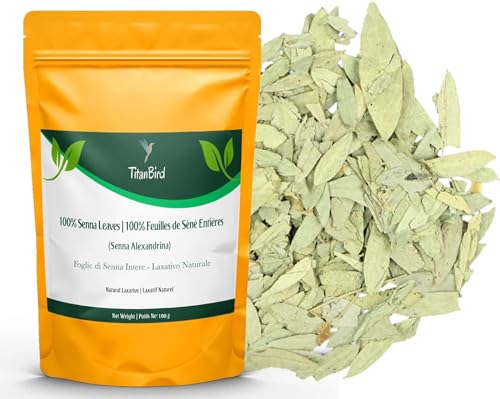 Titanbird 100g Feuilles de Séné Entières | Tisane Detox | Puissant Purgatif, Laxatif Naturel, Favorise le Transit Intestinal et le Nettoyage du Colon |...
